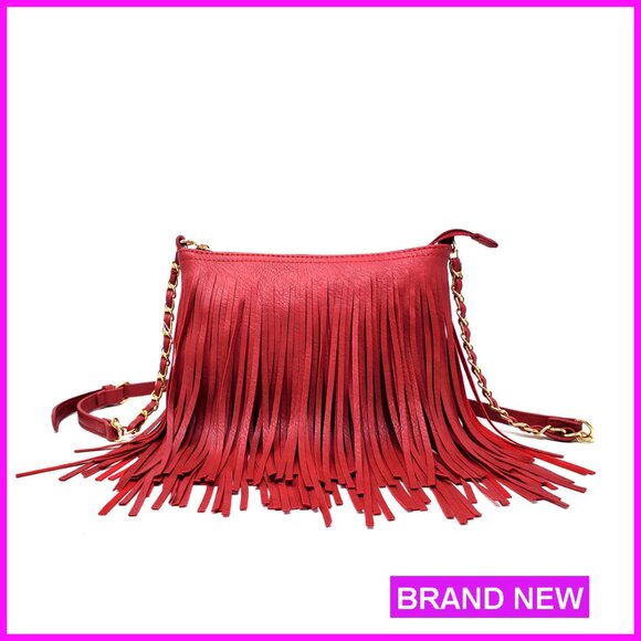 Western Fringe Crossbody Bag Tassel Messenger Purse Adjustable Strap Boho